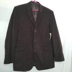 NWT-J Ferrar Dark Brown Corduroy Blazer Sport Coat Single Breasted Size L 42-44